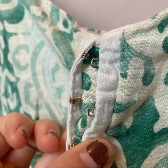 House of Harlow 1960 Women's Green Baroque Print Dress Size L Linen Blend Mini - Picture 4 of 11